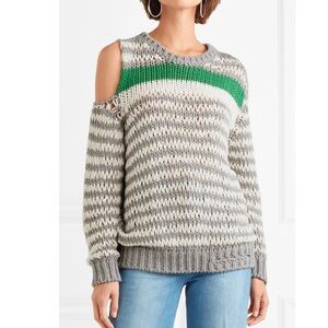 IRO Off-the-Shoulder Gray and Green Sweater